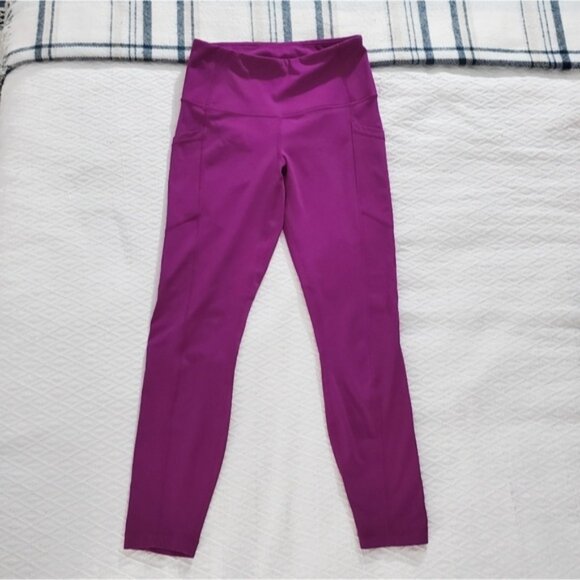 YOGALICIOUS [LUX] "Lenox" High Rise No Show Fushia Leggings with Pockets- S - Picture 4 of 12